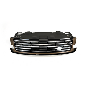 PLOMOR SV-style front grille close-up for Range Rover L461, highlighting the durable ABS construction, premium chrome plating, and precise OEM fitment clips.