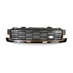 PLOMOR SV-style front grille close-up for Range Rover L461, highlighting the durable ABS construction, premium chrome plating, and precise OEM fitment clips.