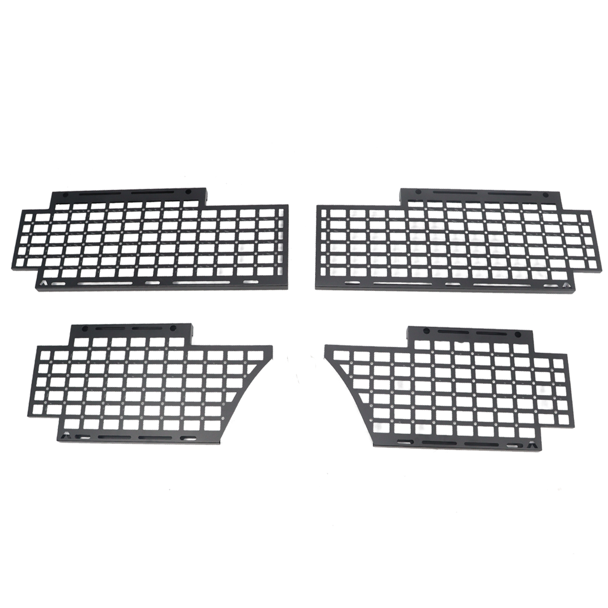 PLOMOR heavy-duty steel body side utility panel for Ineos Grenadier. Features a MOLLE grid system for mounting exterior overlanding and recovery gear.