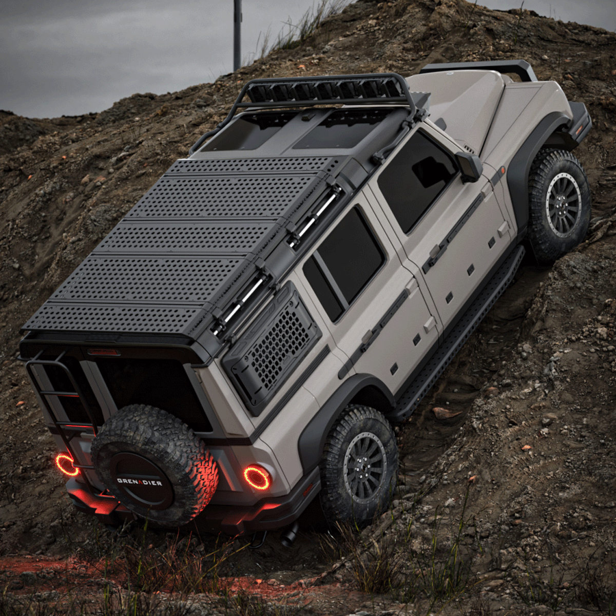 Black modular roof rack for INEOS Grenadier