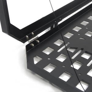 PLOMOR tactical side window armor panel for INEOS Grenadier, MOLLE grid design, powder-coated steel, durable off-road protection, supports mounting gear and accessories