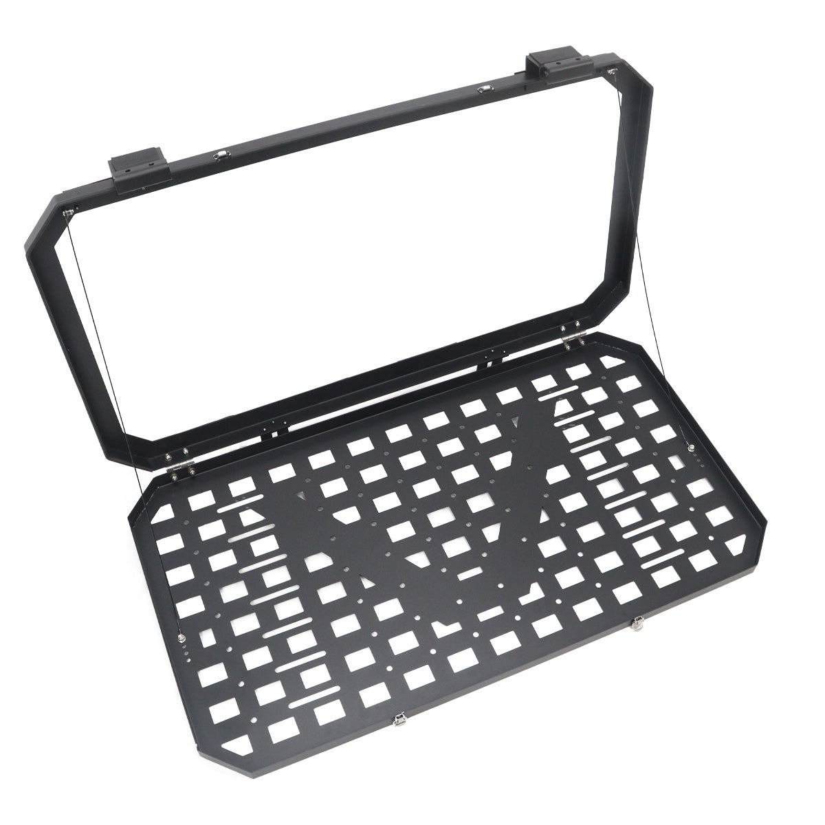 PLOMOR tactical side window armor panel for INEOS Grenadier, MOLLE grid design, powder-coated steel, durable off-road protection, supports mounting gear and accessories