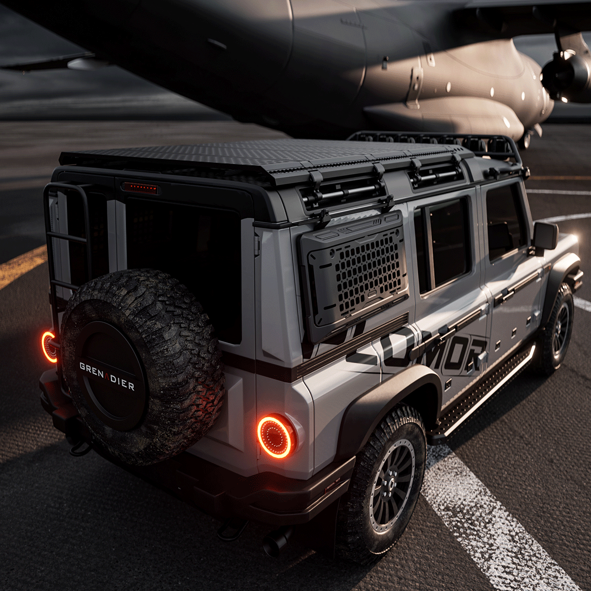 INEOS Grenadier roof platform for overland setup