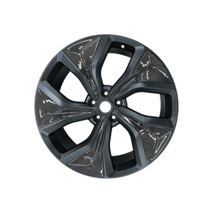 Close-up view of the forged alloy wheel for Range Rover Sport L461, highlighting the precision of the carbon fibre detailing and lightweight construction.