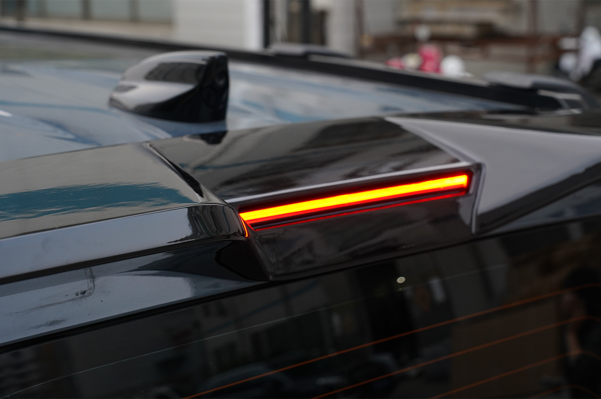 Brake Light Visibility Preserved - Gloss Black Rear Roof Spoiler