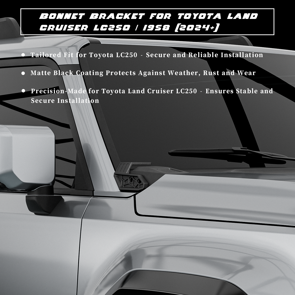 PLOMOR Roof Mount Bracket for Toyota Land Cruiser LC250 (1958-2024) – Product Description Image