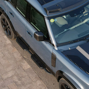 Black Union Jack aluminium side steps for Land Rover Defender 110