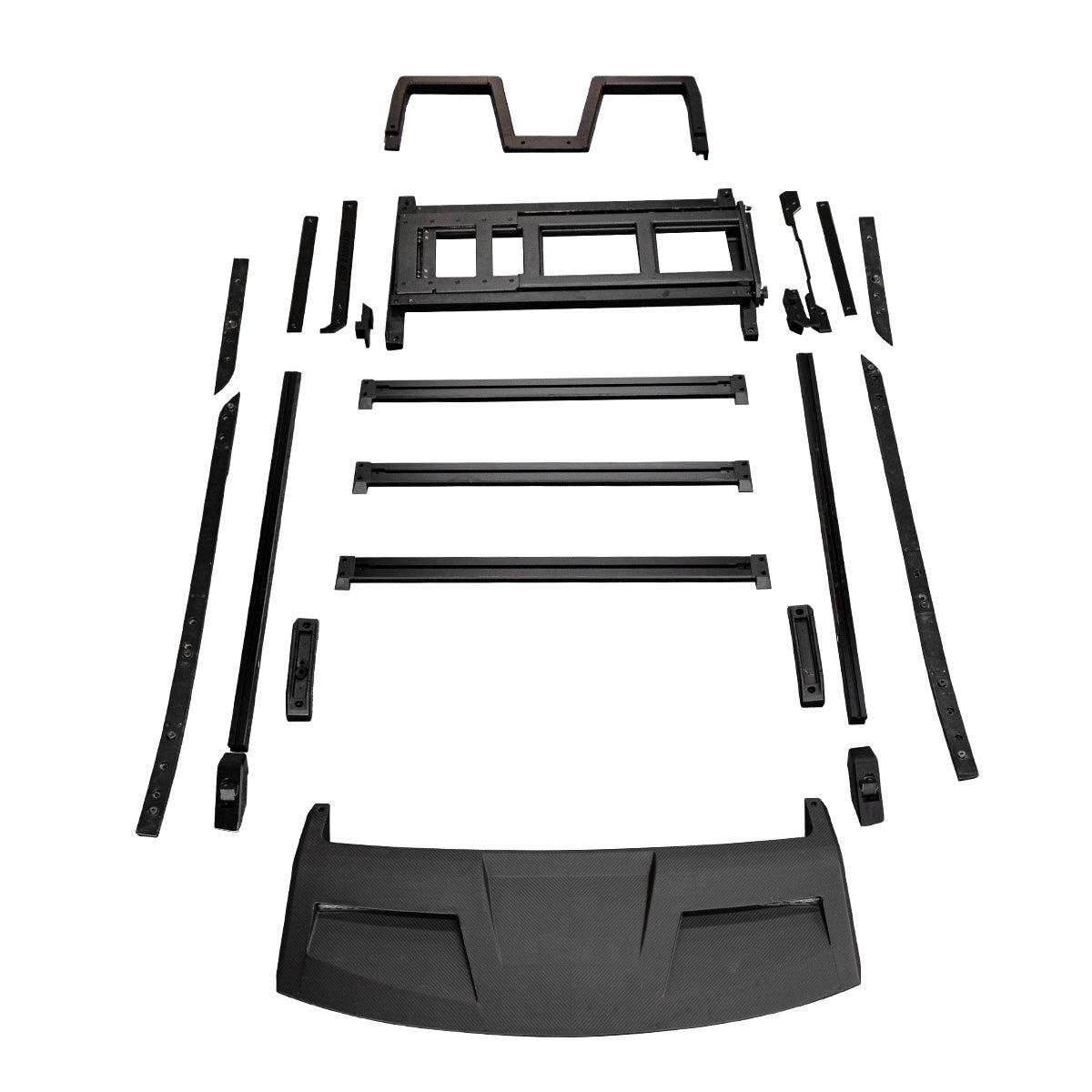 Carbon fibre roof rack ladder detail for Defender 110