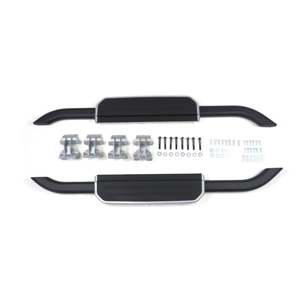 Black trim aluminium side steps close-up for Defender 110