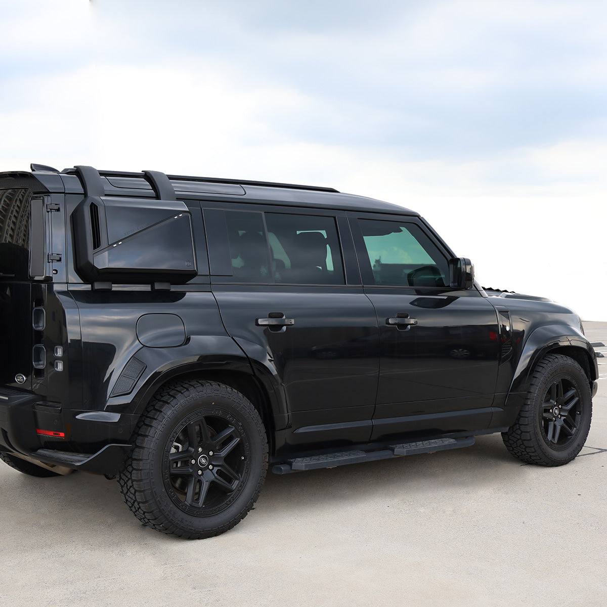 Defender 110 wide body kit installed night styling rugged off road appearance upgrade