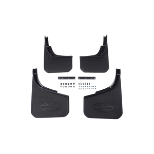 Land Rover Defender L663 Black Union Jack Mud Flaps | Front View