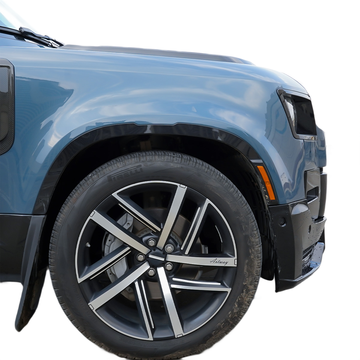 Defender 90/110 Fender Flare LED Installed Rear Left Matte Black
