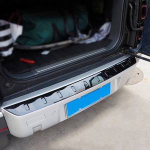 Installed Land Rover Defender 90/110 rear sill guard black