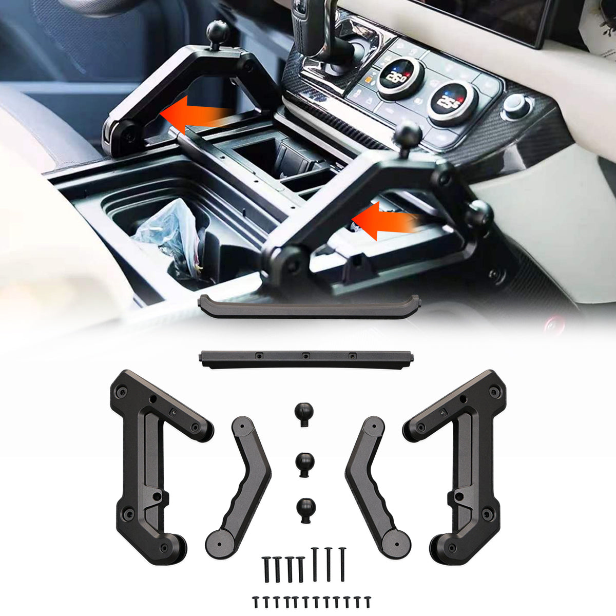 PLOMOR aluminium centre console extension for Land Rover Defender 90 110 L663