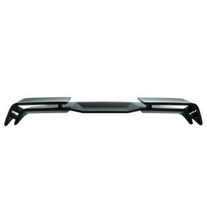 Front view of Land Rover Defender 90/110 (L663) double-layer roof spoiler in high-gloss black ABS