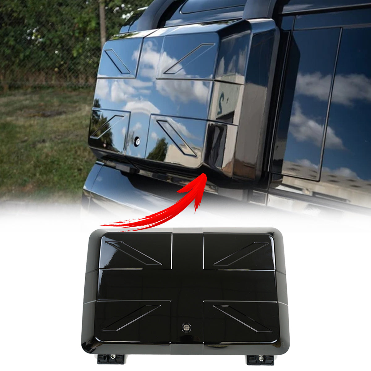 Gloss Black Side Storage Box Installed on Land Rover Defender 90 L663