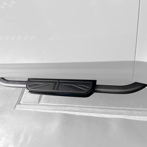 Union Jack side steps installed on Land Rover Defender 90