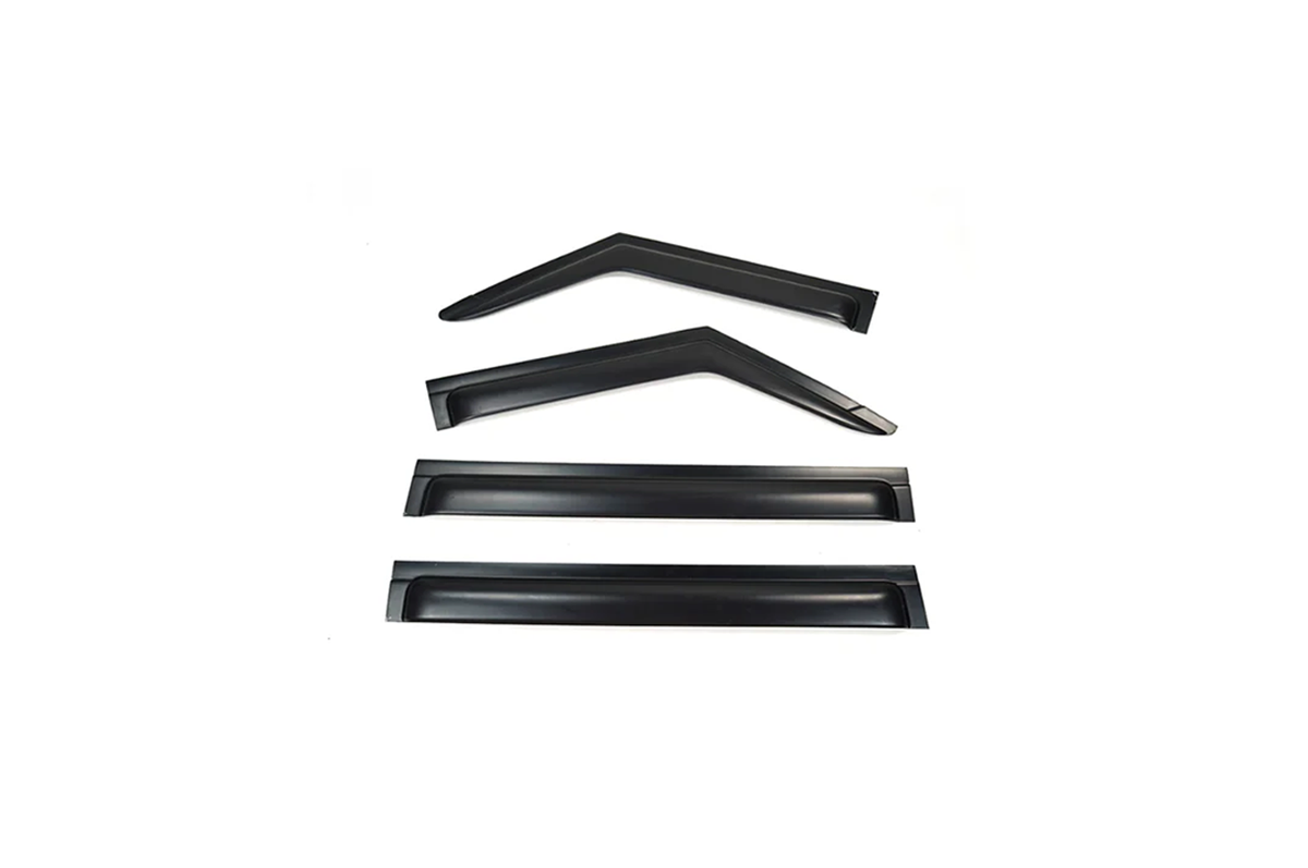 All-Weather Design - PLOMOR Land Rover Defender 90/110/130 ABS Black Window Visors – Rain & Sun Deflectors