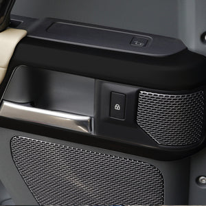 Gloss black dashboard trim installed cabin view for Land Rover Defender