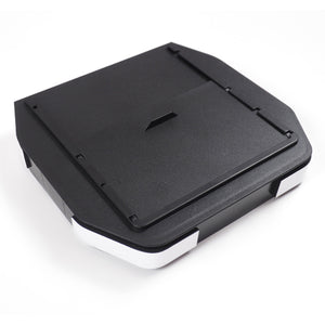 Defender center console hidden storage box open compartment