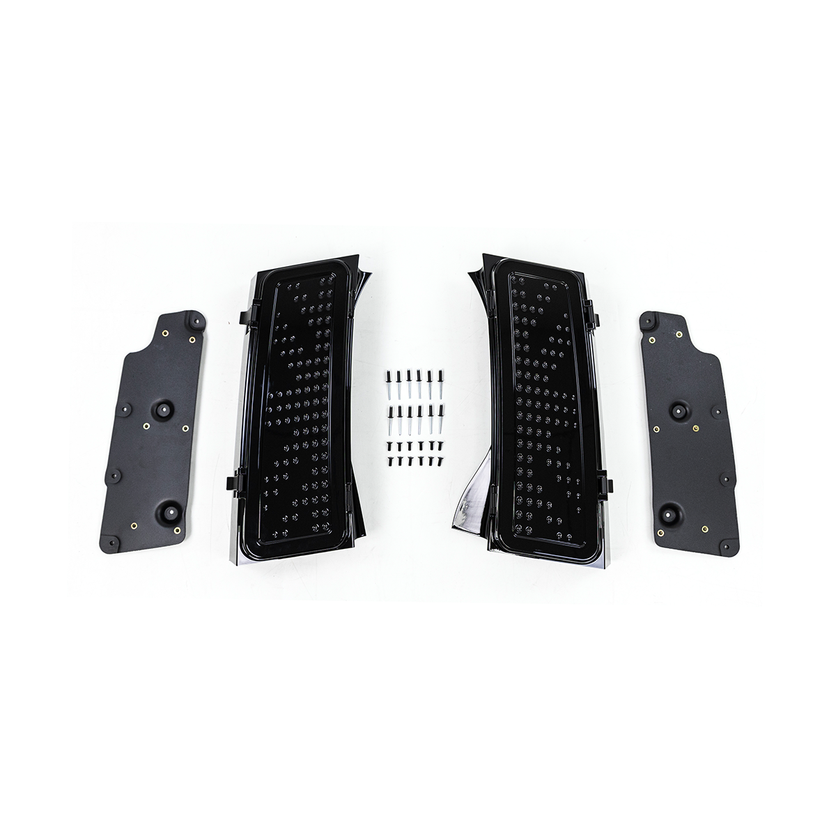 Carbon fiber style D-pillar storage box on Land Rover Defender side view
