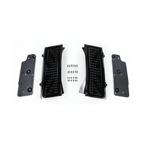 Carbon fiber style D-pillar storage box on Land Rover Defender side view