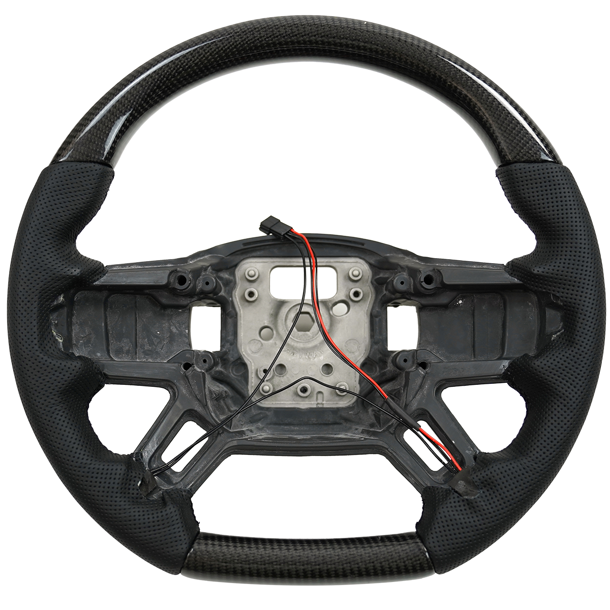 Defender flat bottom steering wheel front view OEM upgrade