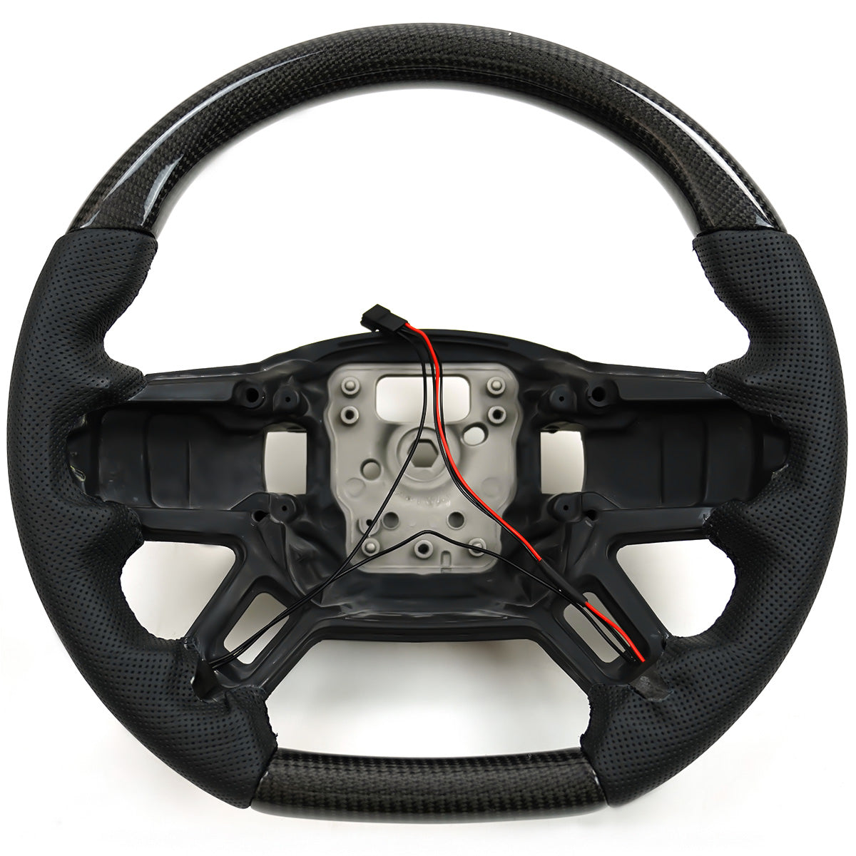 Perforated grip Defender flat bottom steering wheel ventilation detail