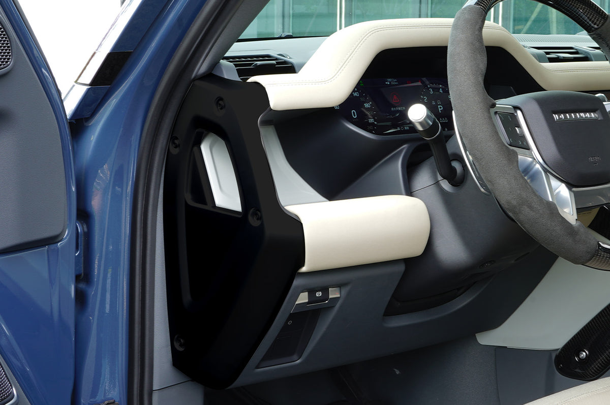 Easy Peel-and-Stick Installation - PLOMOR Defender 90/110/130 Interior Trim Kit (2020–2026) – Gloss Black ABS Full Set Upgrade
