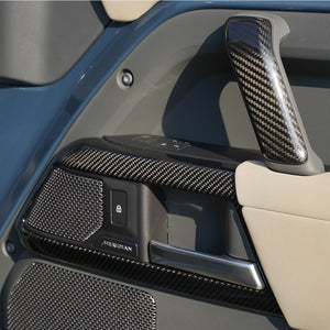 Carbon fiber air vent trim installed interior look for Land Rover Defender
