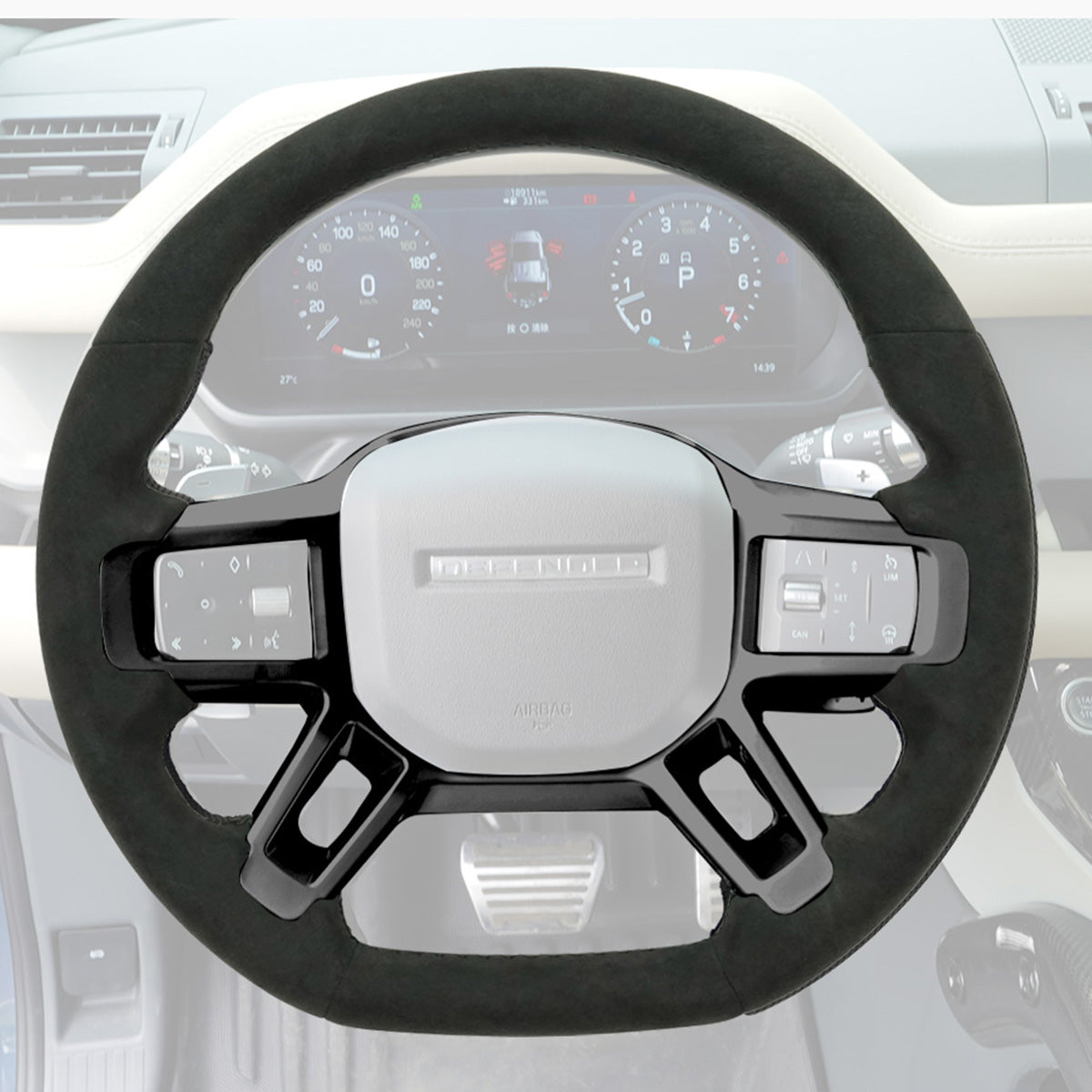Defender L663 flat bottom steering wheel driving position view