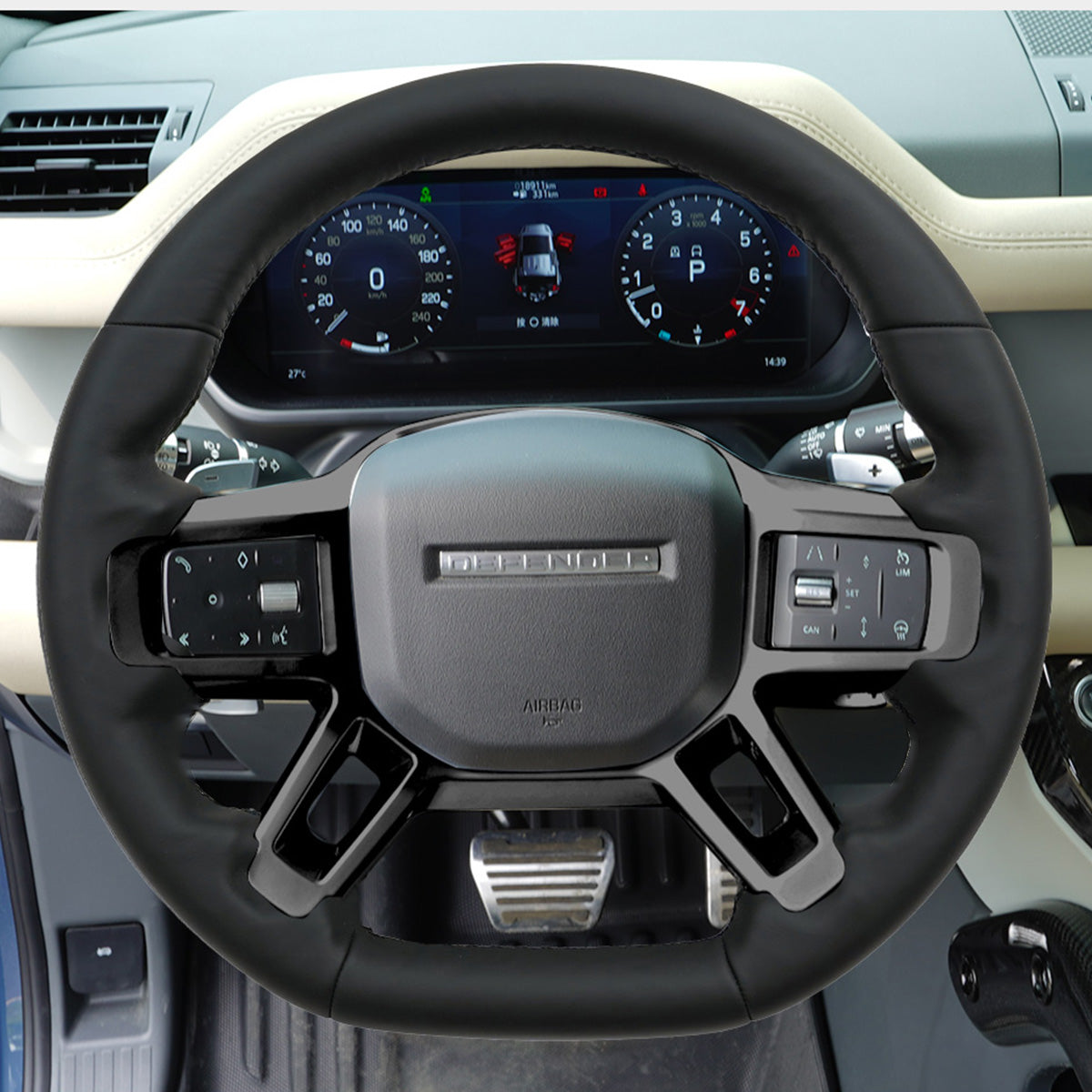 Flat-Bottom Steering Wheel Rear View for Land Rover Defender L663