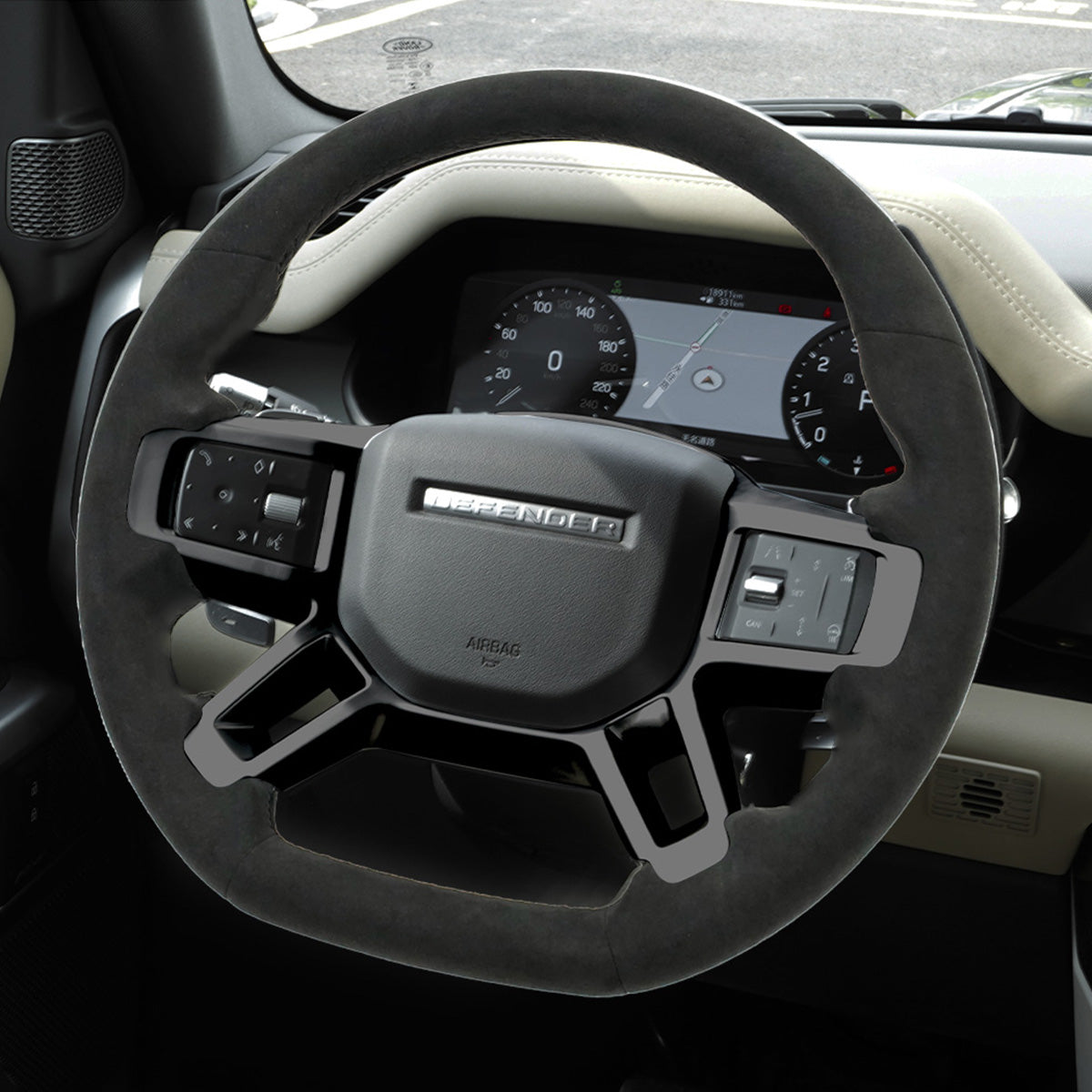 Flat-Bottom Steering Wheel Front View for Land Rover Defender L663