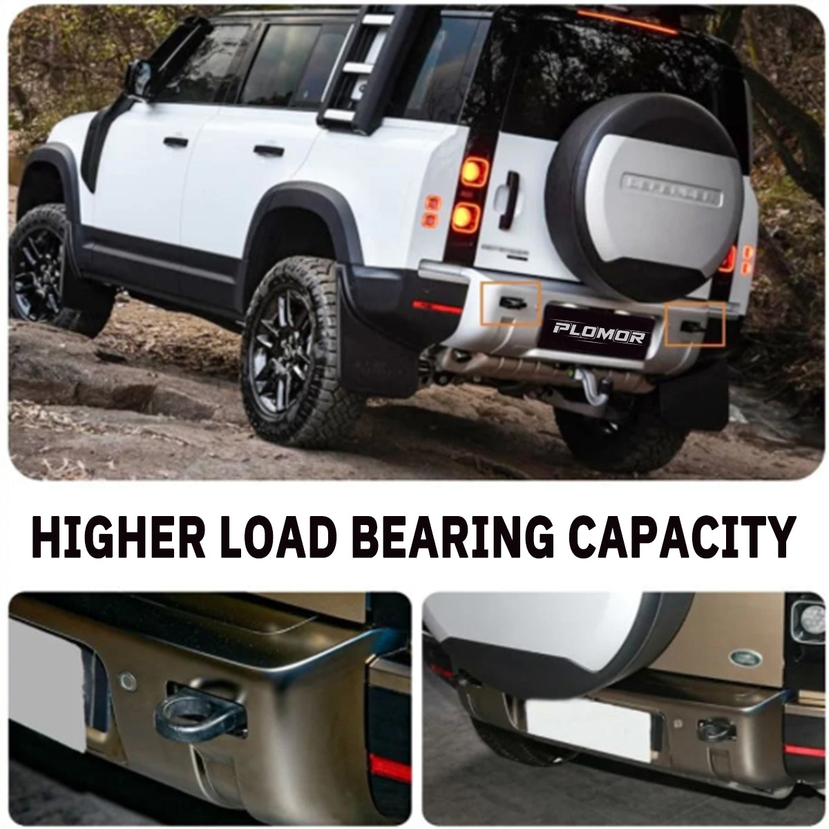 Gloss Black Rear Tow Hooks for Land Rover Defender L663