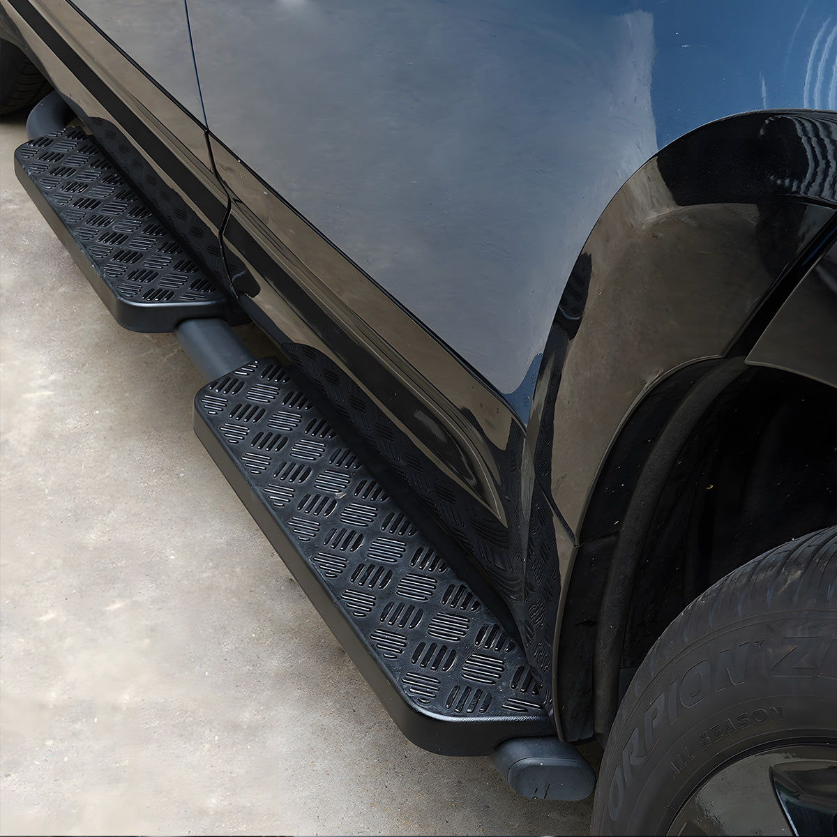 Defender L663 side steps installed showing easy door entry access