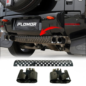 PLOMOR square quad exhaust tips for Land Rover Defender L663