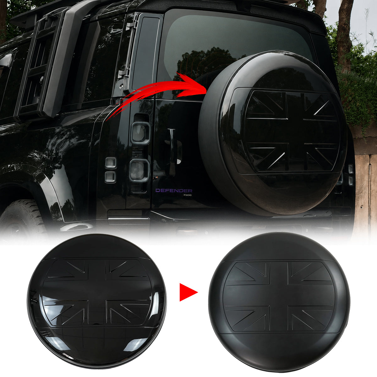 PLOMOR UK flag spare wheel cover for Land Rover Defender L663