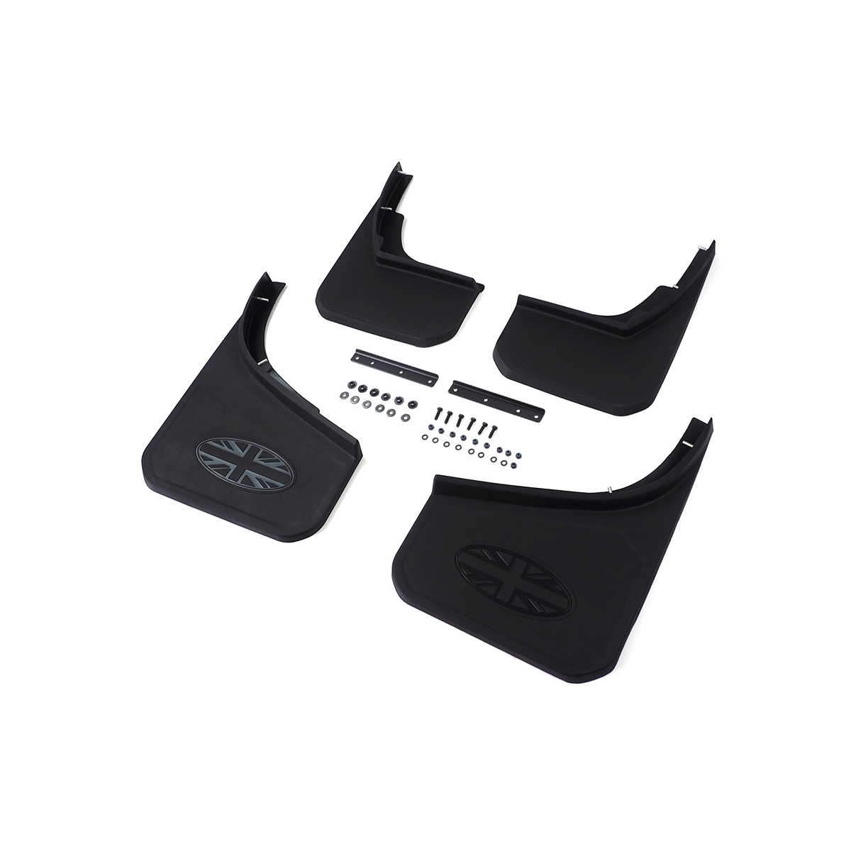 PLOMOR Defender L663 Mud Flaps Close-Up Detail | Black ABS Finish