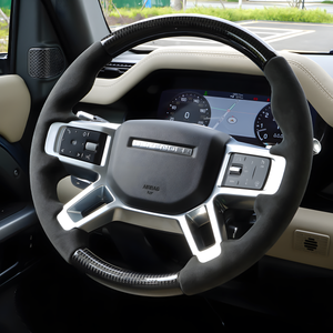 OEM look pearl nickel interior trim upgrade installed on Land Rover Defender