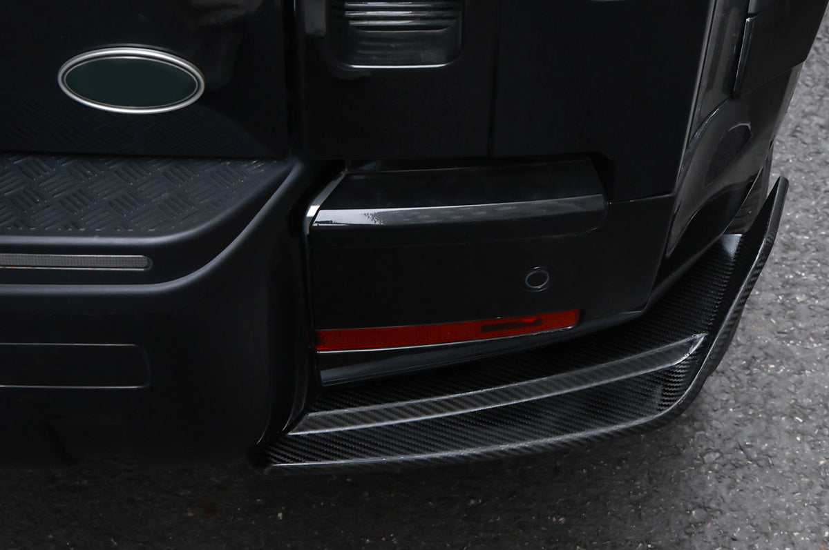 Carbon Fiber Version - PLOMOR Rear Bumper Corner Guards for Defender 90/110 – OEM Fit Gloss Black / Carbon Fibre