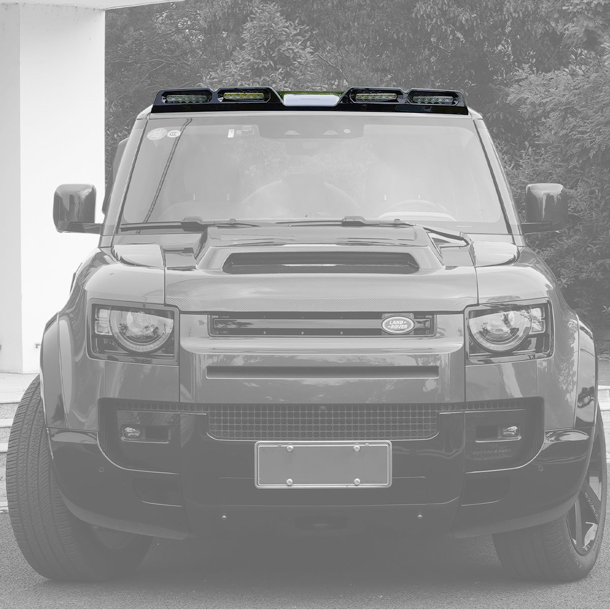 Defender roof light bar carbon fiber side view for 90/110/130 off-road adventures