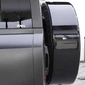 Close-Up of Installed 22 Inch Spare Wheel Lock Ring on Defender