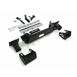 Heavy-duty aluminium winch mount bracket detail for Defender