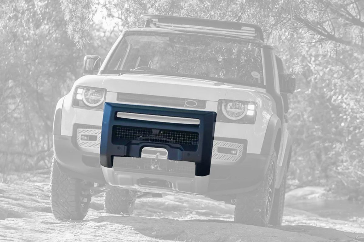 Black Powder-Coated Finish - PLOMOR Winch Mount Bracket for Land Rover Defender 90/110 – Aluminium, Gloss Black