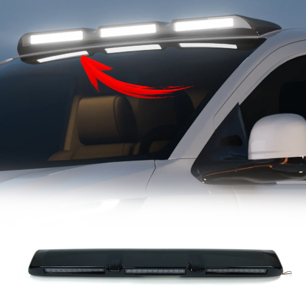 Ford Transit Custom 2024+ triple LED roof light installed.1