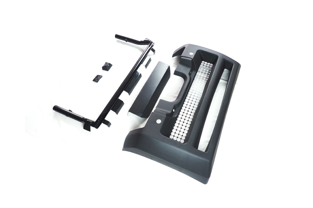 Matte Black A-Bar Bull Bar Winch Mount - PLOMOR Land Rover Defender 90/110/130 A-Bar Front Bumper | ABS Winch Mount