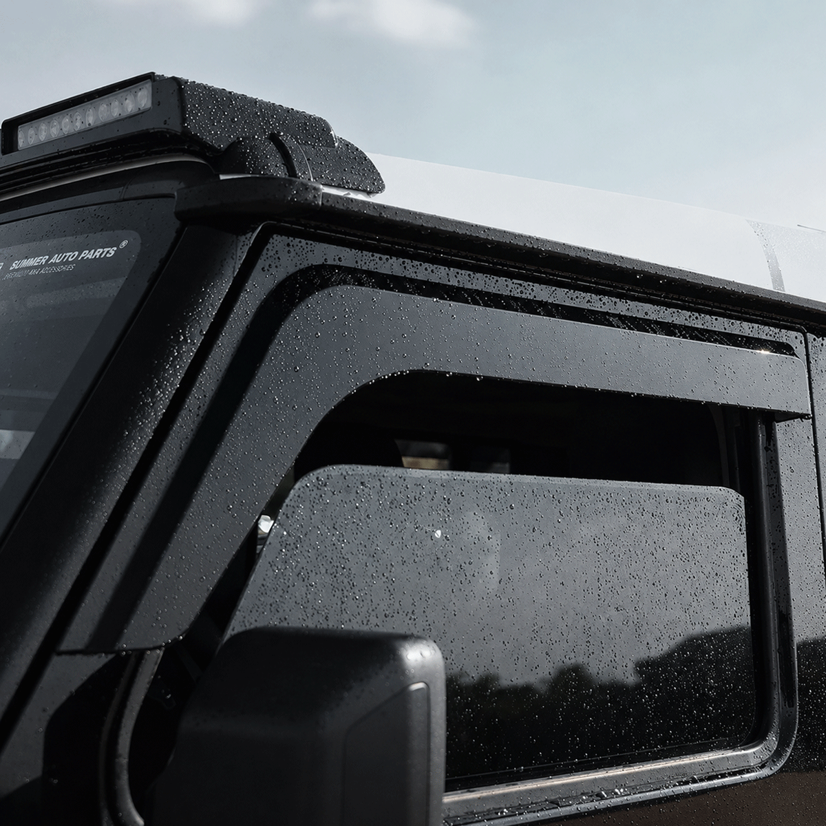Grenadier window visors allow airflow with windows open while blocking rain and wind
