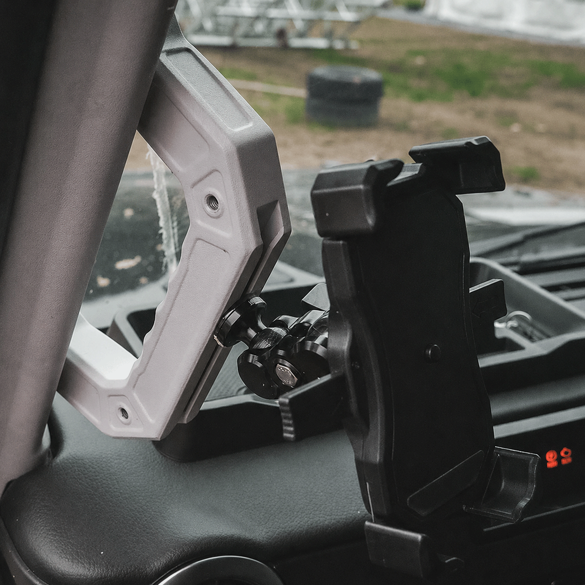 Ineos Grenadier driver side A-pillar grab handle upgrade with factory mounting installation