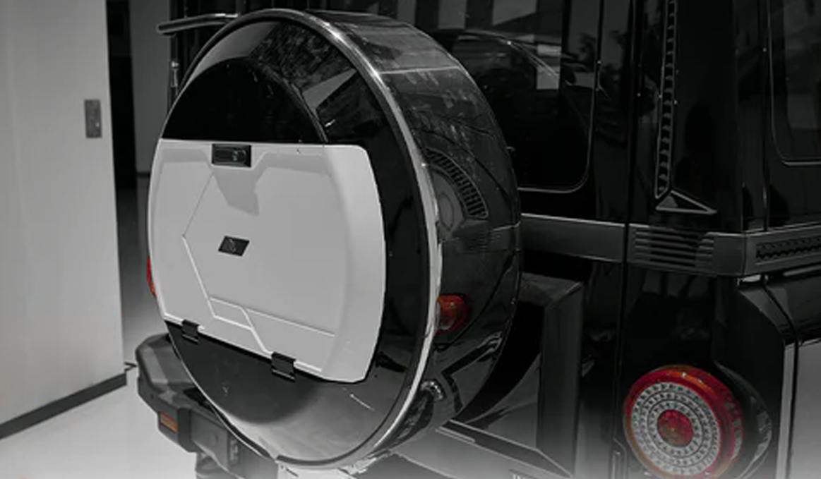 Custom Two-Tone Design: Black & White, Solid Black - INEOS Grenadier Custom Spare Wheel Cover – Durable Weather-Resistant Protection