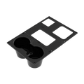 Front view of matte black aluminium centre console cup holder for INEOS Grenadier 2023+